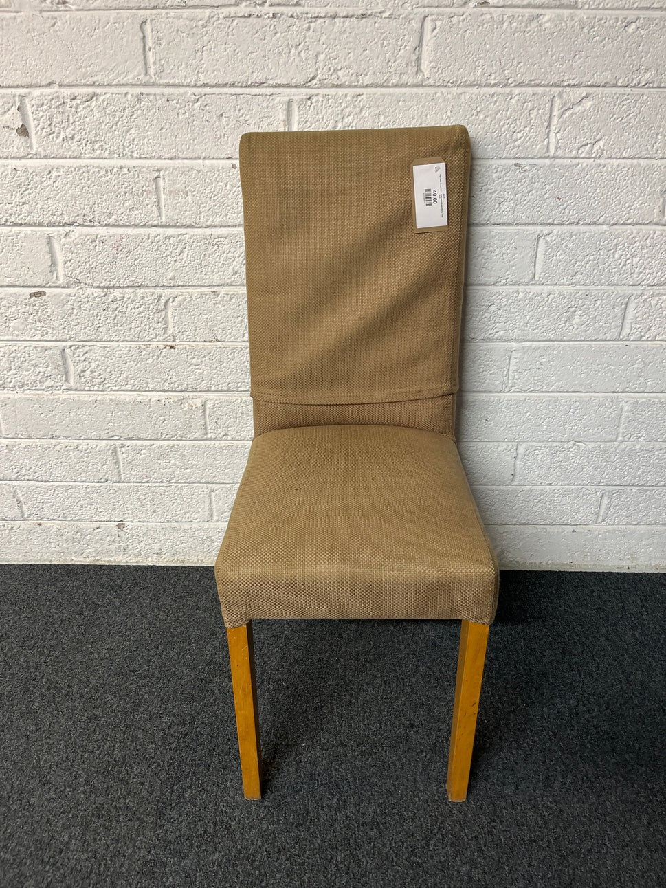 High back Brown fabric, solid wood frame dining chair 1225