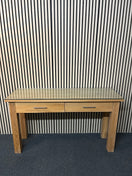 Switch Large solid oak tall 2 drawer console table with glass top (H 79 x W 140 x D 47 cm) 1425 2 image