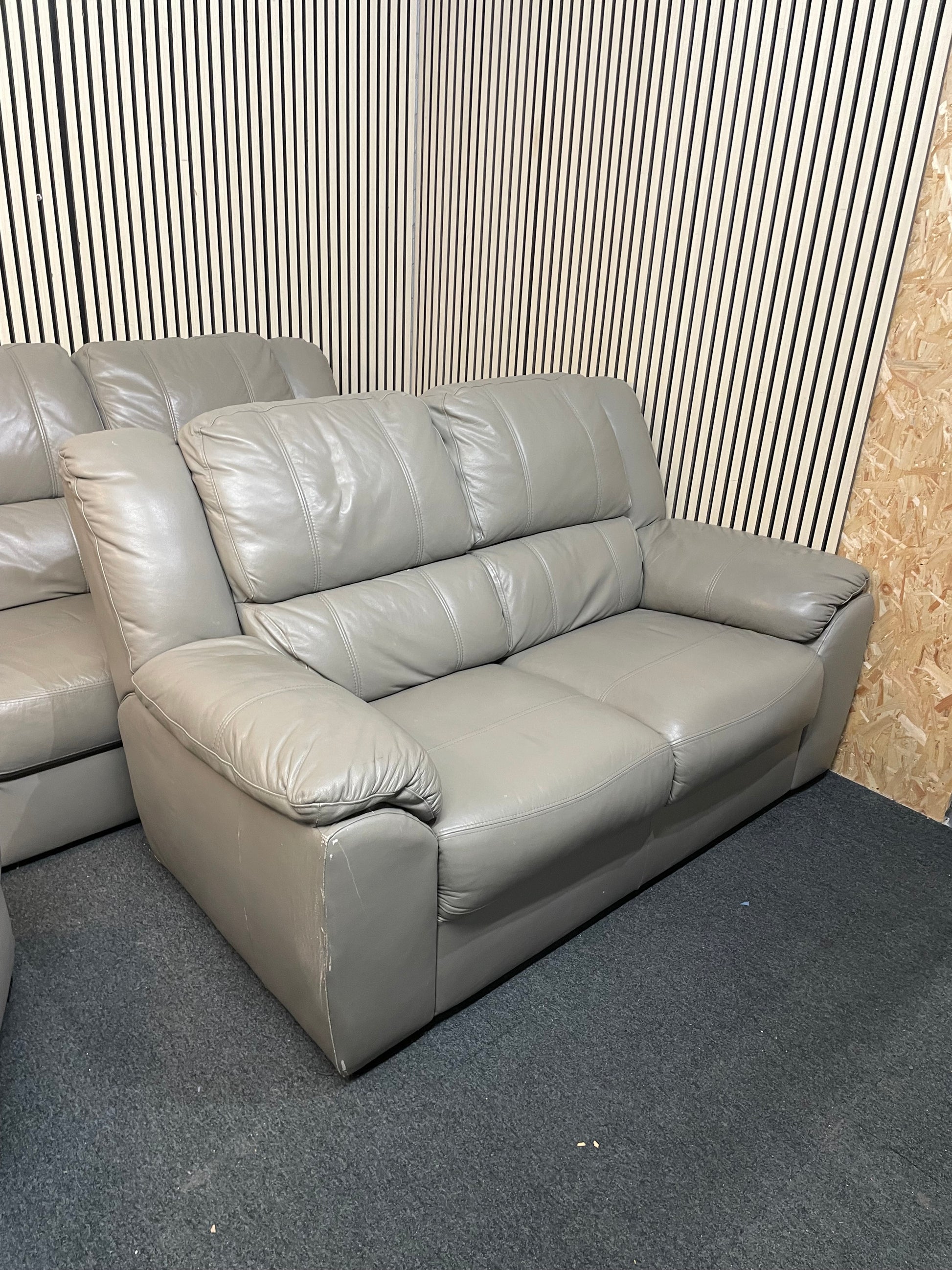 2 + 2 + 1 + footstool Grey leather recliner sofa suite 3126