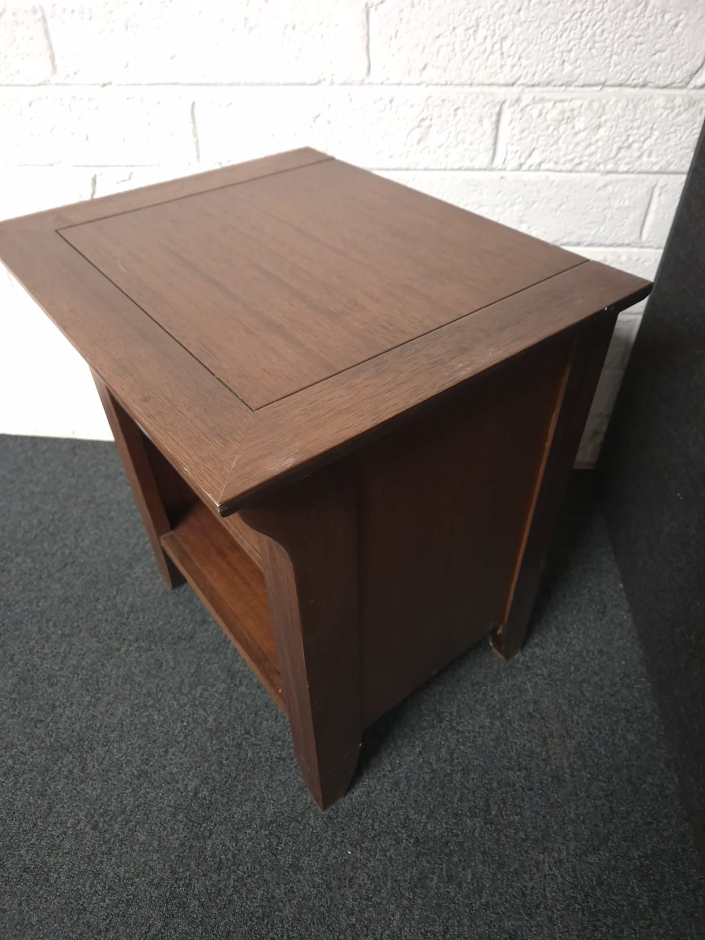 Solid dark wood stained 1 drawer 1 shelf bedside locker 1225