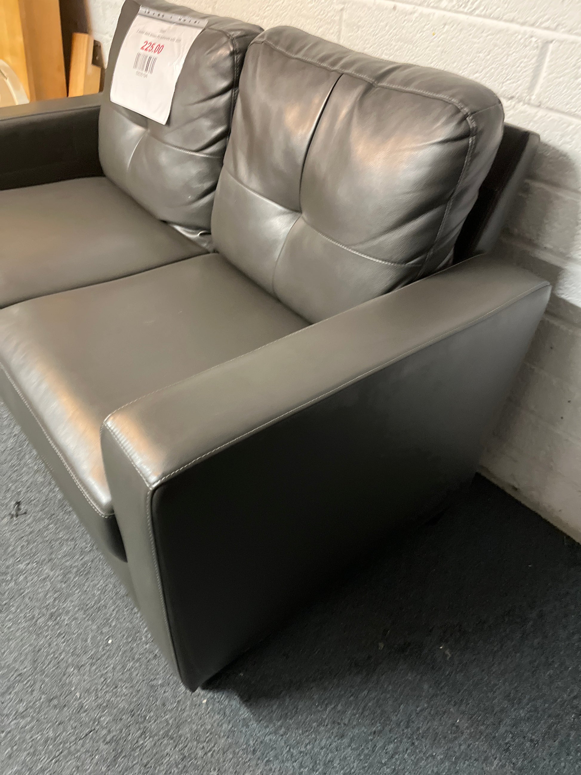 2 seater dark brown PU leatherette sofa  3225