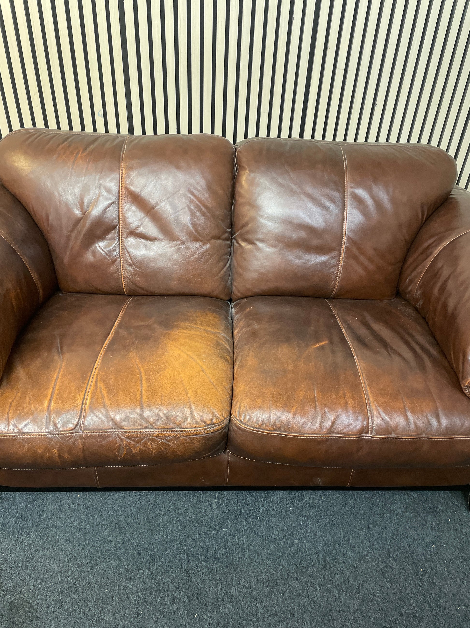 Brown leather 2 seater sofa (width 168 cm) 1126