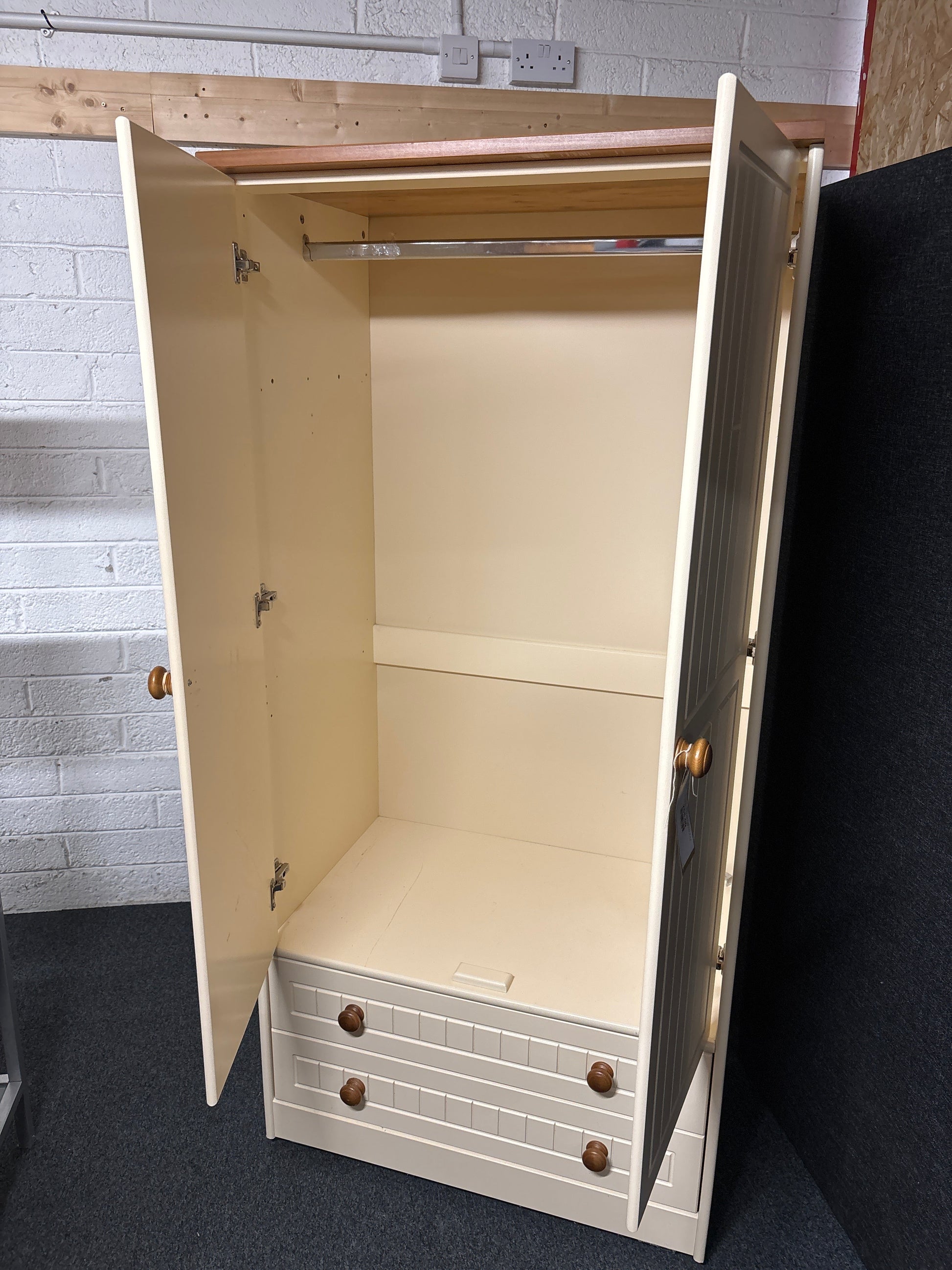 Natural pine and cream 2 door 2 drawer wardrobe (H 1810 x W 860 x D 580 mm)  1225