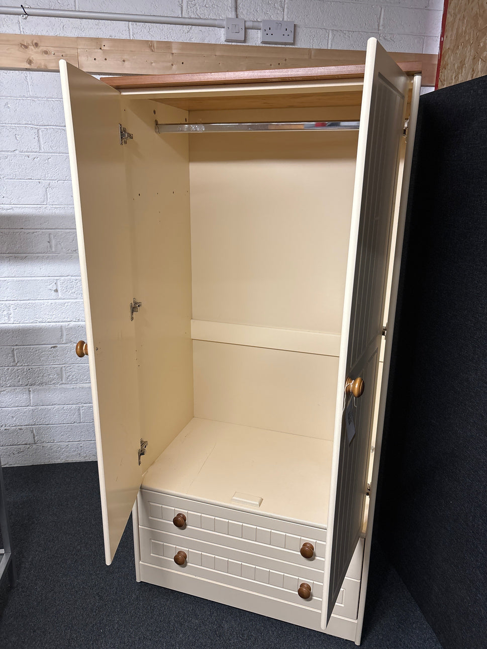 Natural pine and cream 2 door 2 drawer wardrobe (H 1810 x W 860 x D 580 mm)  1225
