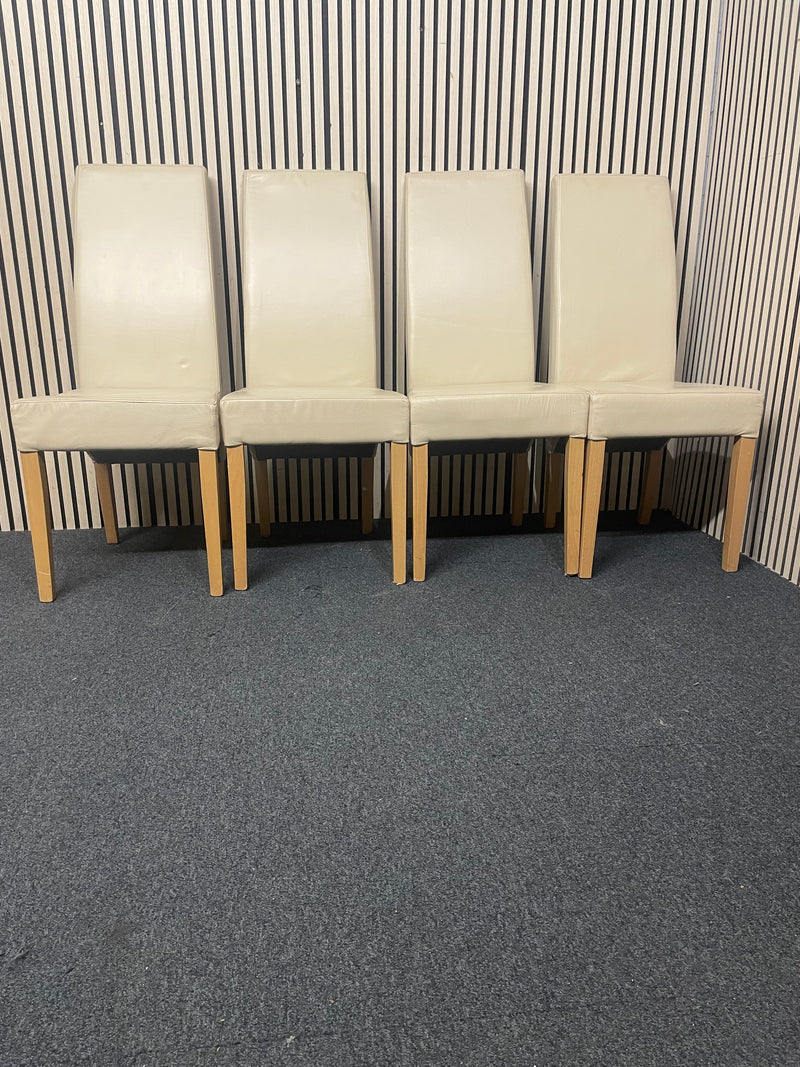 4 matching high-back dining chairs in cream leatherette  44734