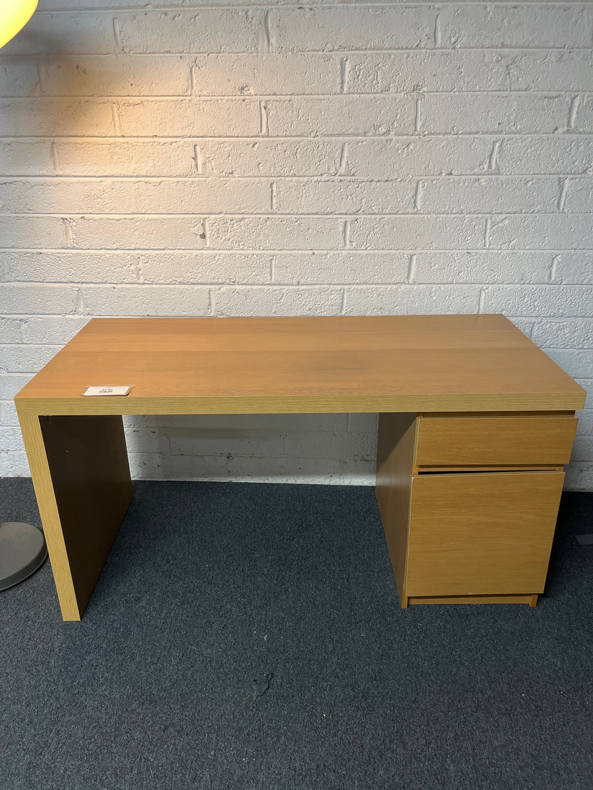 Oak straight desk with base drawers 1600Lx810Hx500D 2225