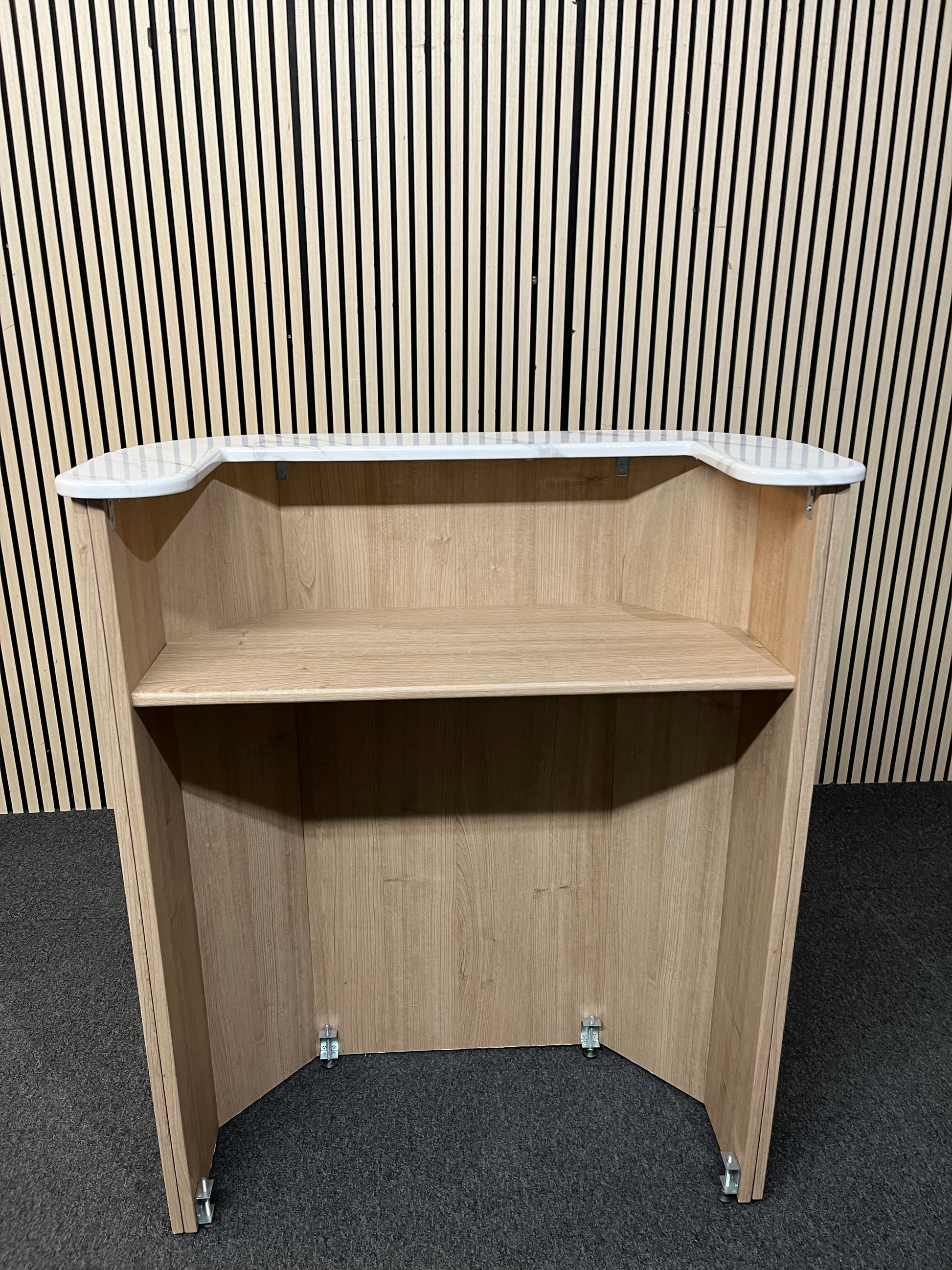 Luxury Beauty Reception Desk - Light Wood - Marble effect plastic top- hair salon reception desk - clinic reception desk - U & L shaped reception desk 90cm wide
