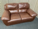 2 seater dark brown leather sofa with high padded backrests 160Wx90D  44469