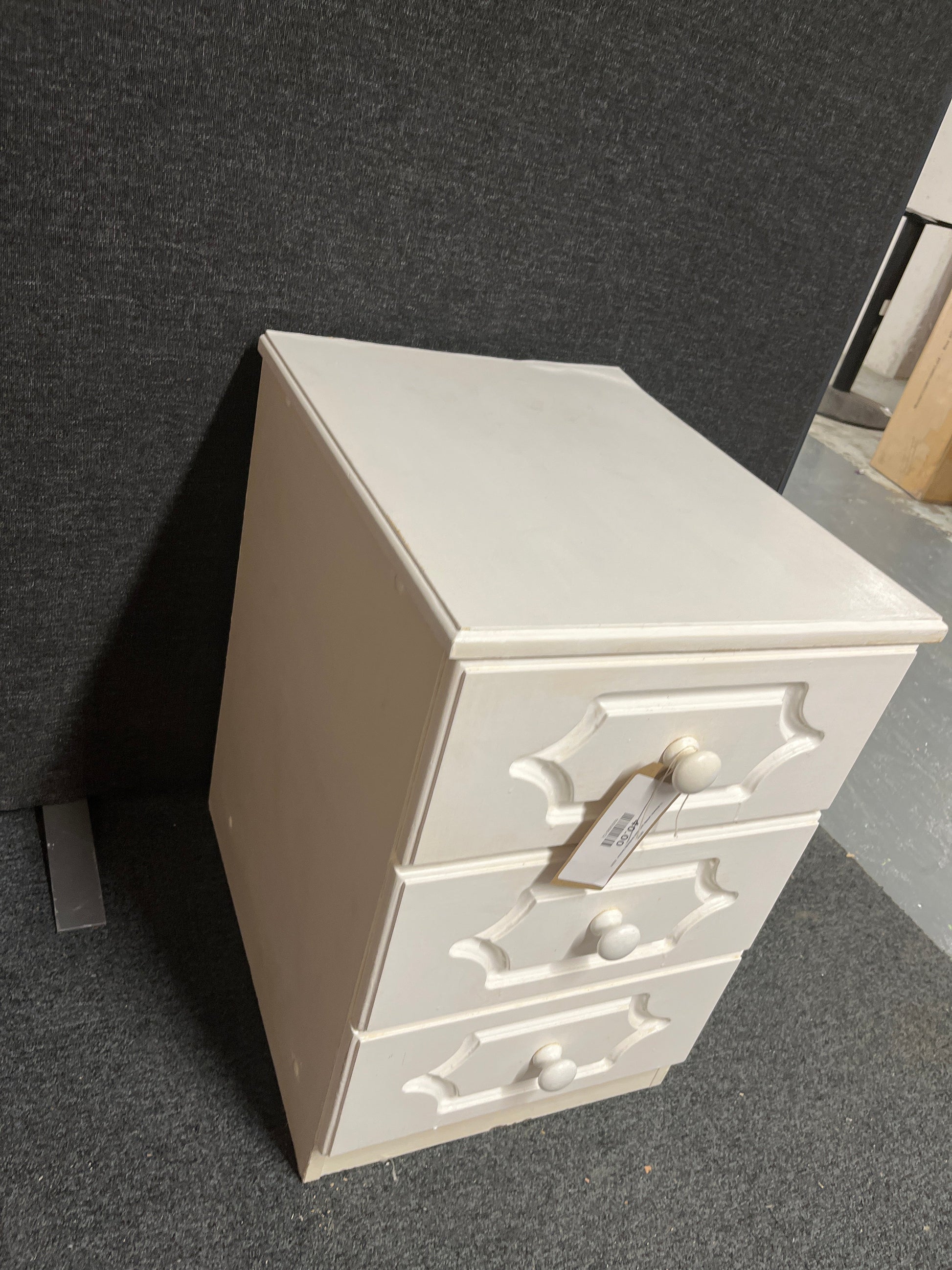 3 drawer white painted bedside locker  2225