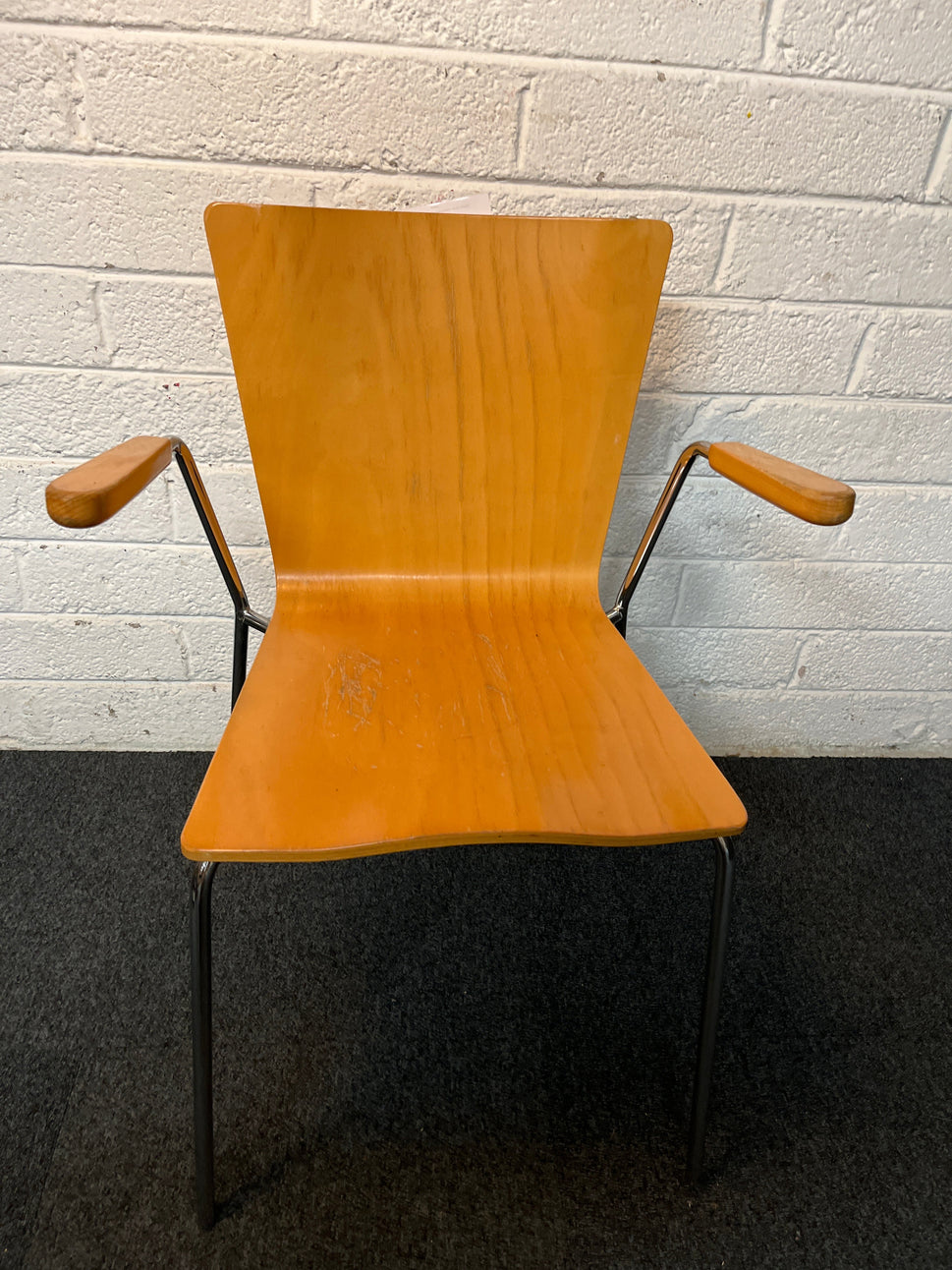Beech carver dining chair with chrome frame  3225