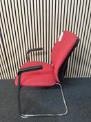 Switch Jota fabric back meeting chair with fixed arms and chrome cantilever frame - PASTEL RED 3 image