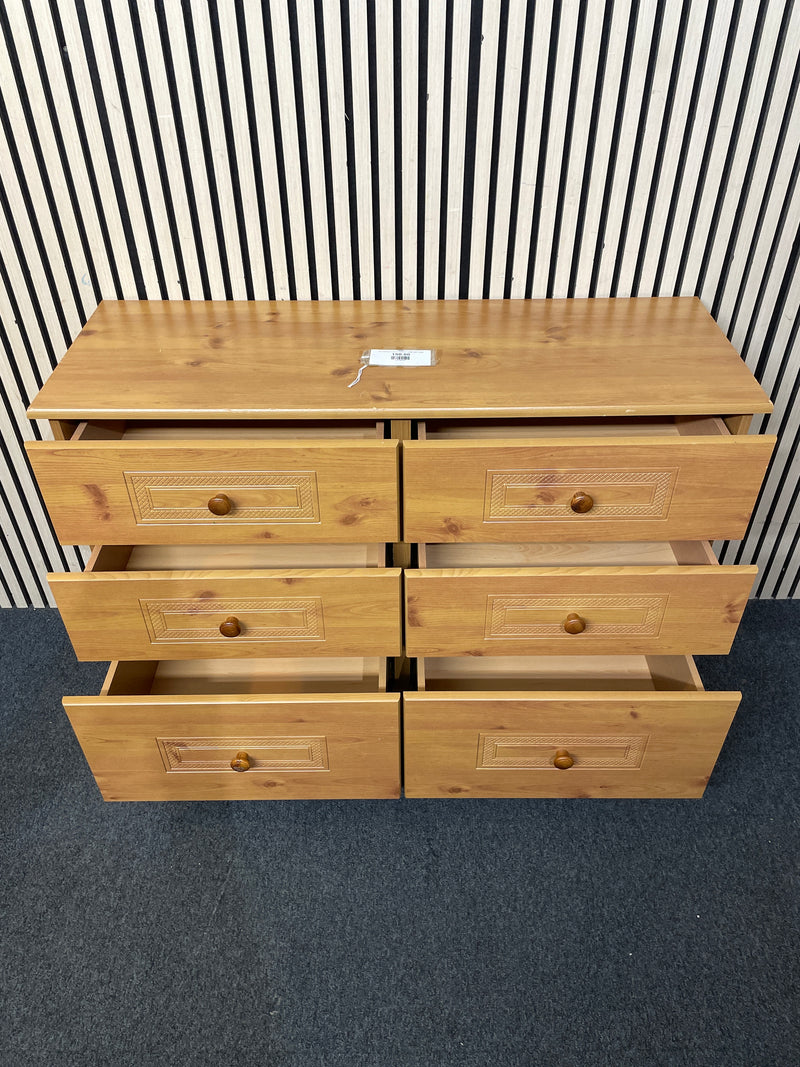 Pine laminate 6 drawer chest W113x40Dx82H  44460