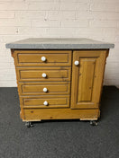 Switch Pine kitchen island on castors with laminate work top and 8 drawers and 2 doors (H 90 x W 100 x D 90 cm) 1325 3 image