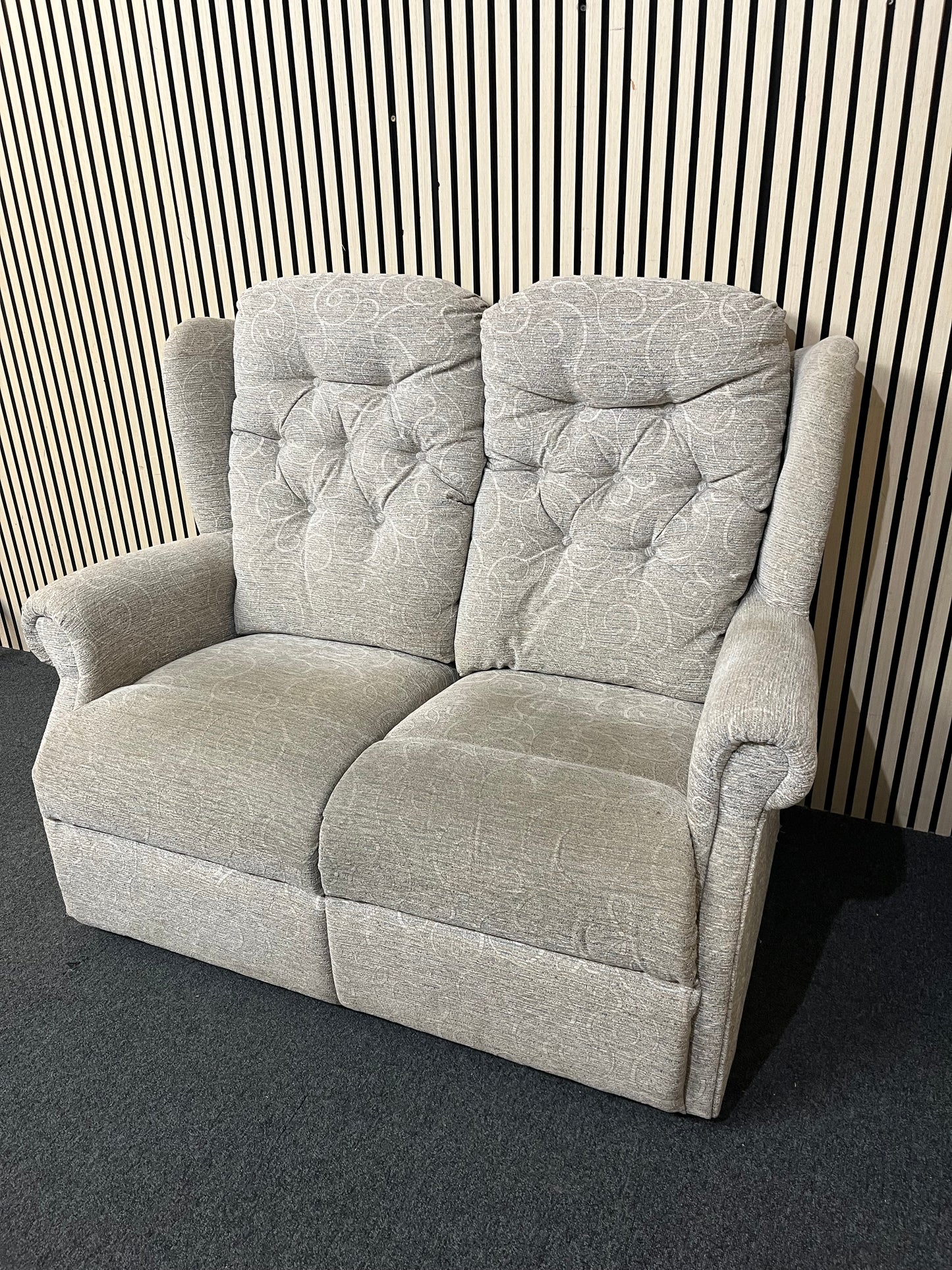 2 seater high back grey pattern sofa   44333