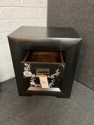 Switch Black painted large 3 drawer bedside locker with black floral detailing on the drawers 3225 3 image