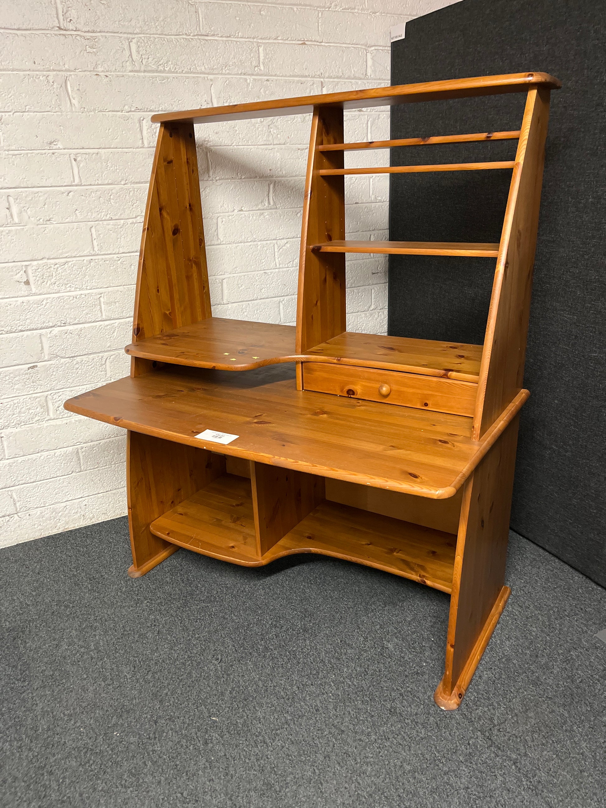 Ducal pine tall pine PC desk with storage  1225