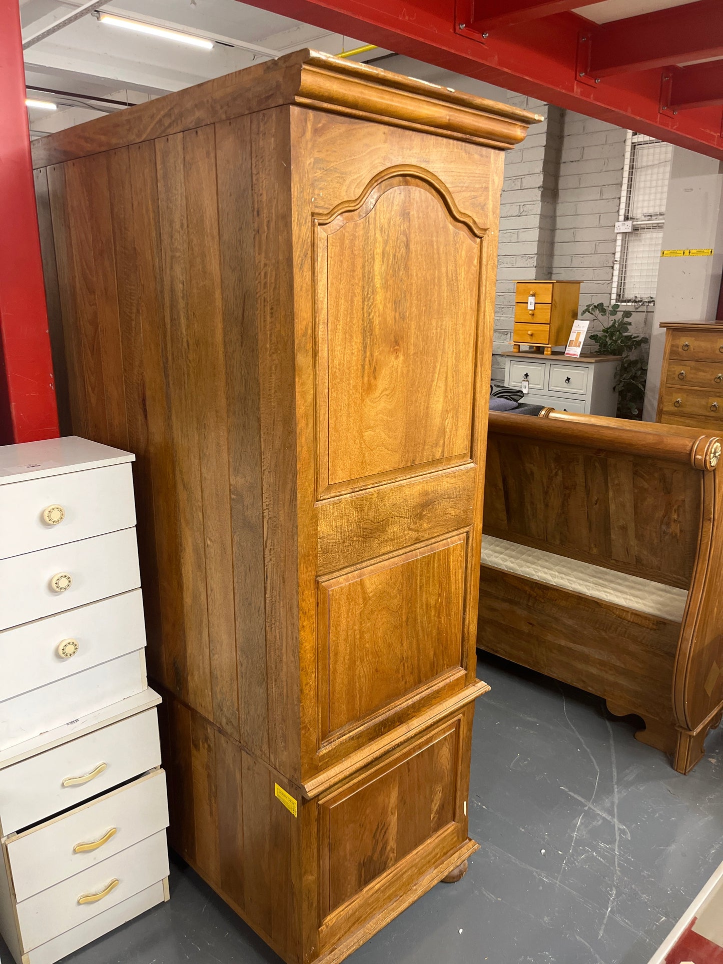 Tall 3 door 6 drawer solid mahogany inalid wardrobe(H 195 x W 175 x D 65 cm).( (PART OF A SET BUT CAN BE SOLD SEPARATELY) 2225