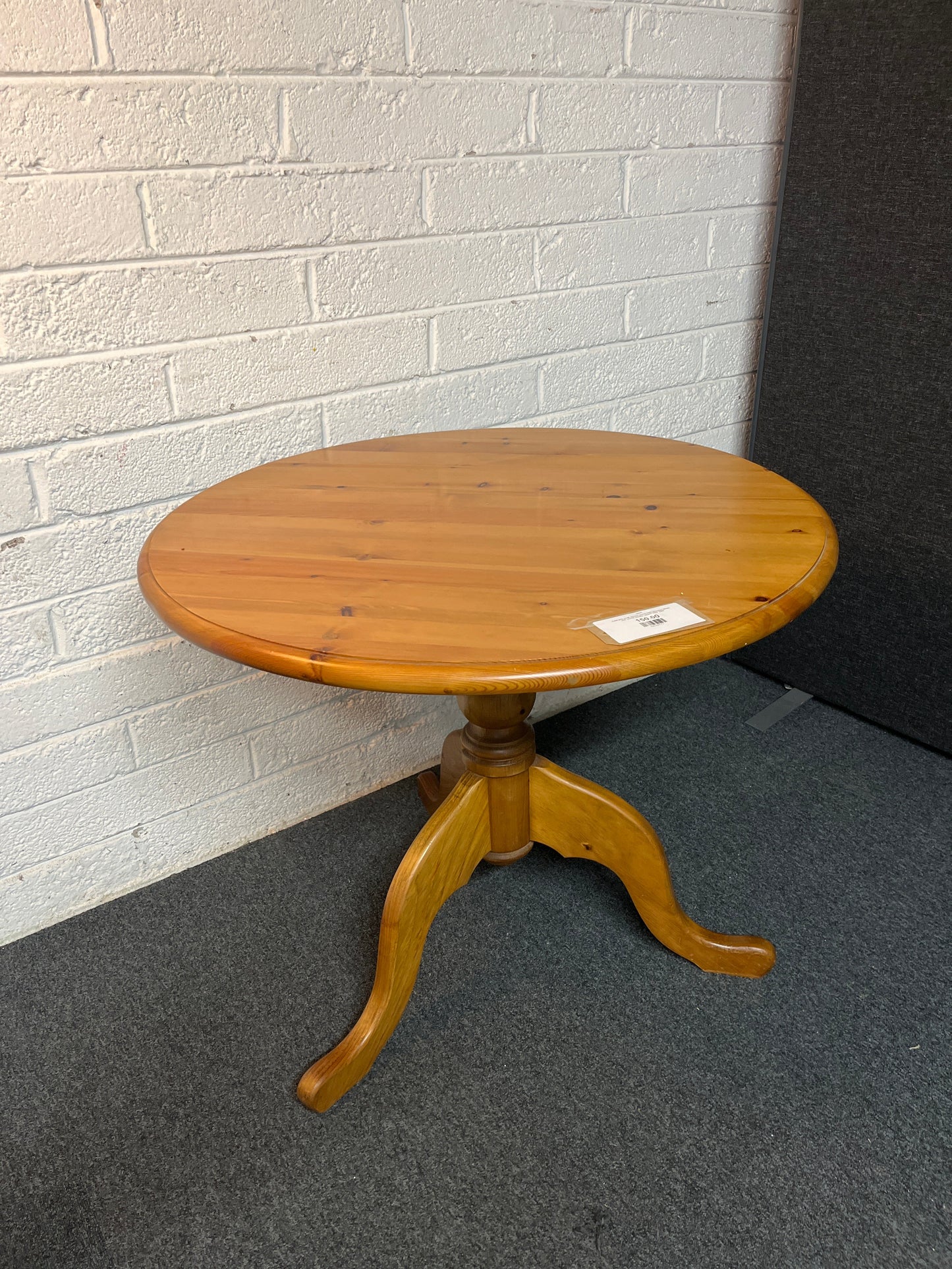Solid pine small circular dining table (diameter 90cm) with central wooden column base  2225