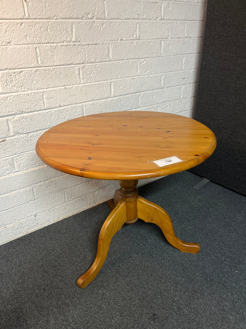 Solid pine small circular dining table (diameter 90cm) with central wooden column base  2225
