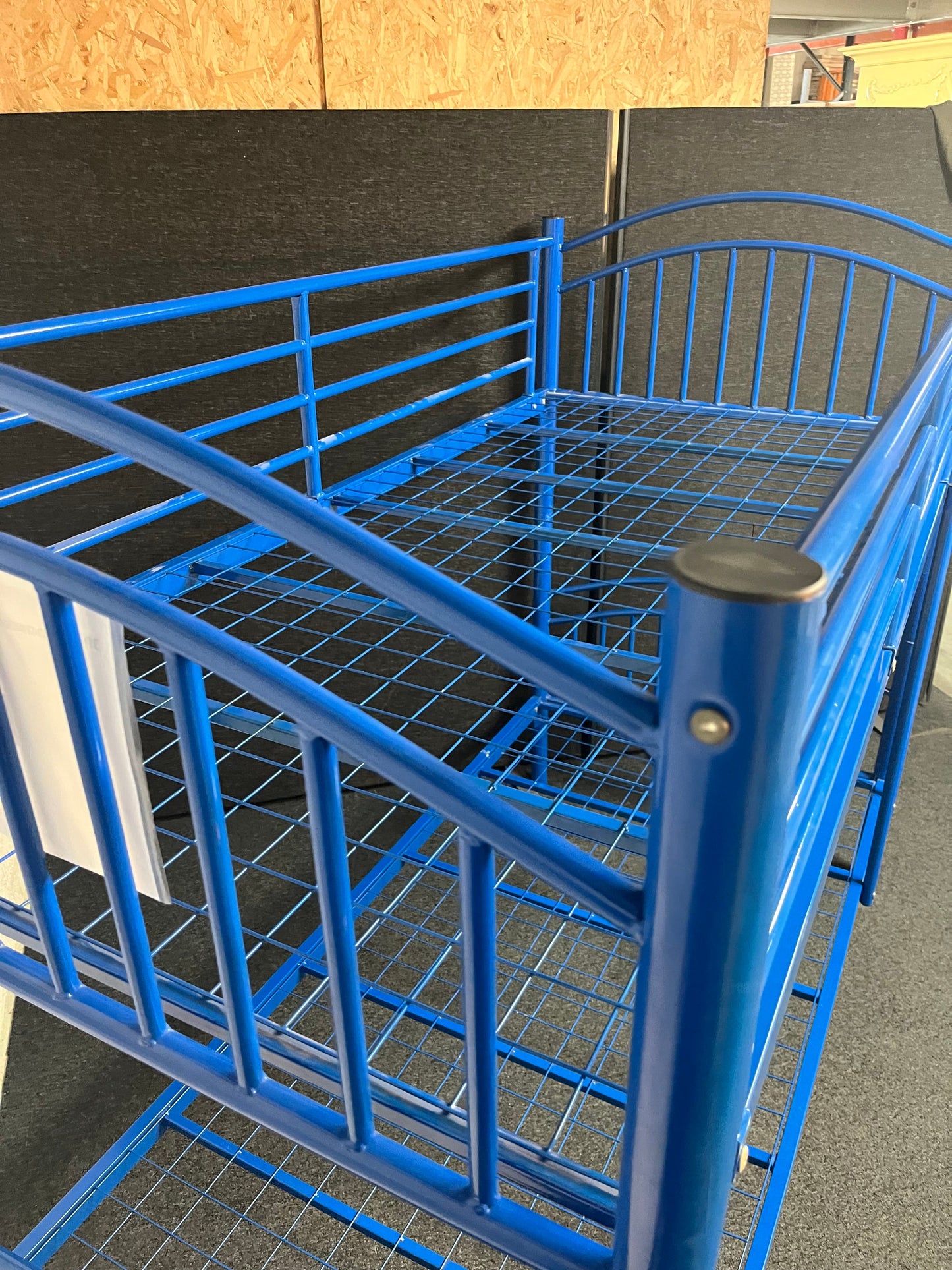 3ft blue powder coated metal framed bunk bed frame 1225