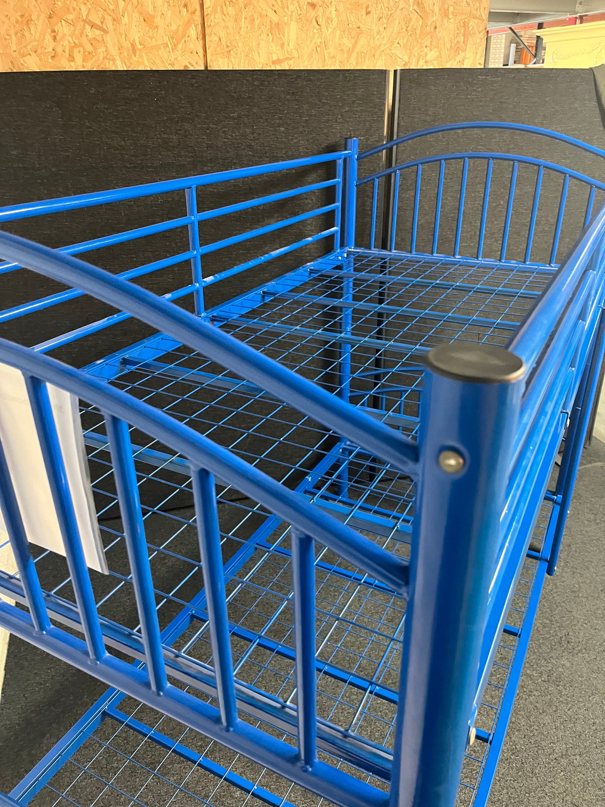 3ft blue powder coated metal framed bunk bed frame 1225