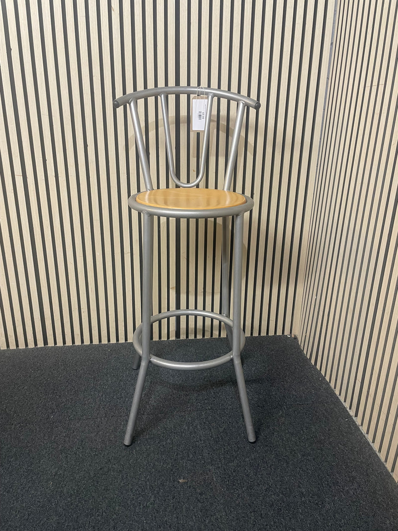 Metal framed breakfast bar stool with a beech seat  44690