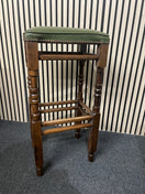 Switch Ornate solid wooden framed high bar stool with green leatherette seat and button design 1126 2 image