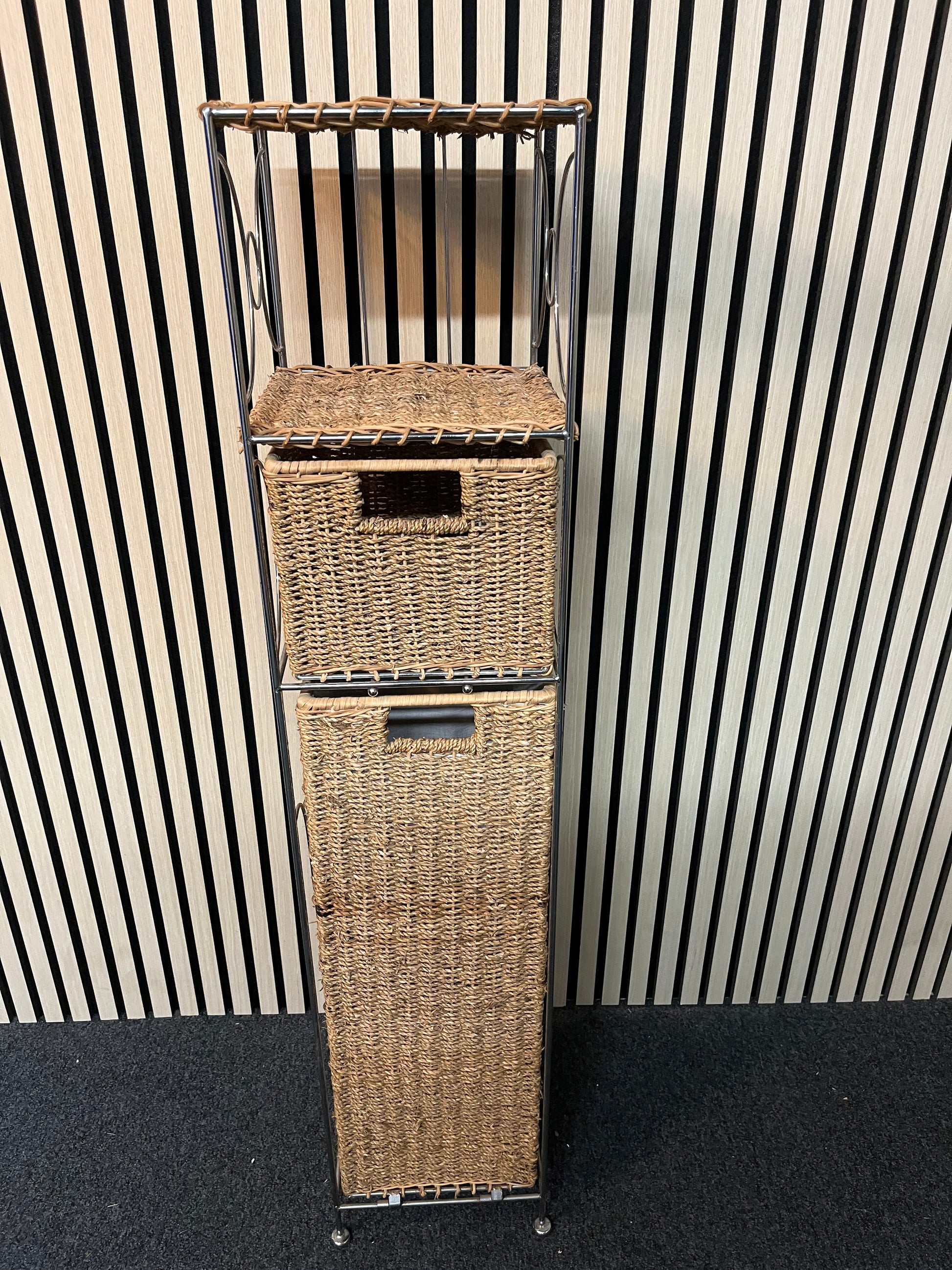 Tall metal framed and rattan bathroom unit 1325