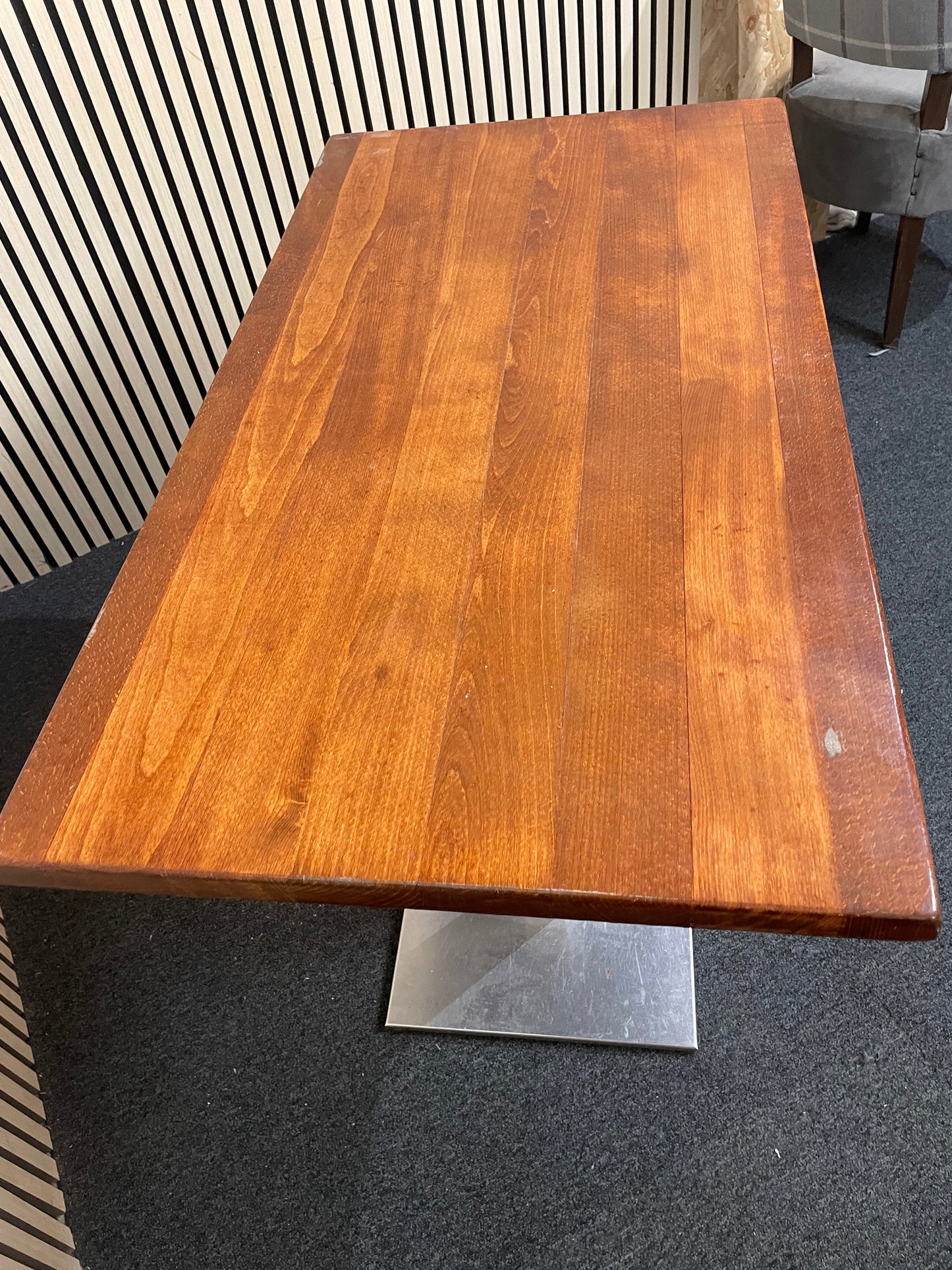 Low double metal base - solid wood top 110 cm x 60 x 75 cm high 1126