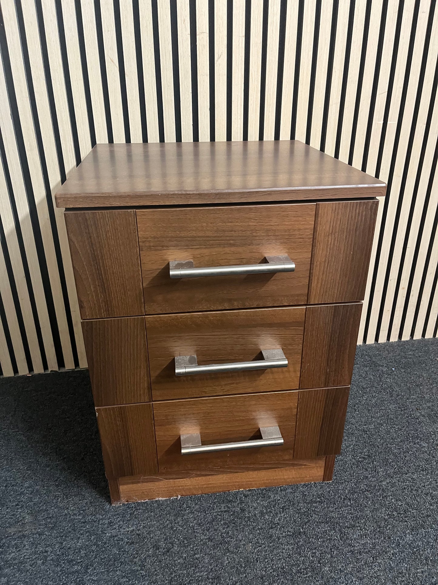 Walnut laminate 3 drawer bedside locker  43738