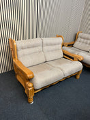 Switch Solid Dutch Oak framed 2 seater sofa with light brown fabric cushions (Imported from South Africa) 2425 3 image