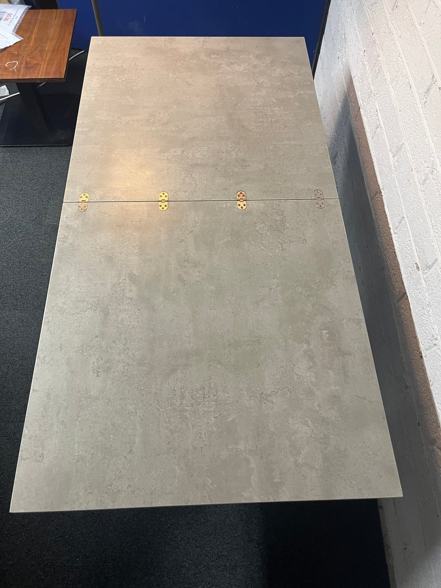 Metal framed large fold out grey laminate kitchen table (H 72 x W 180 x D 90 cm) 1325