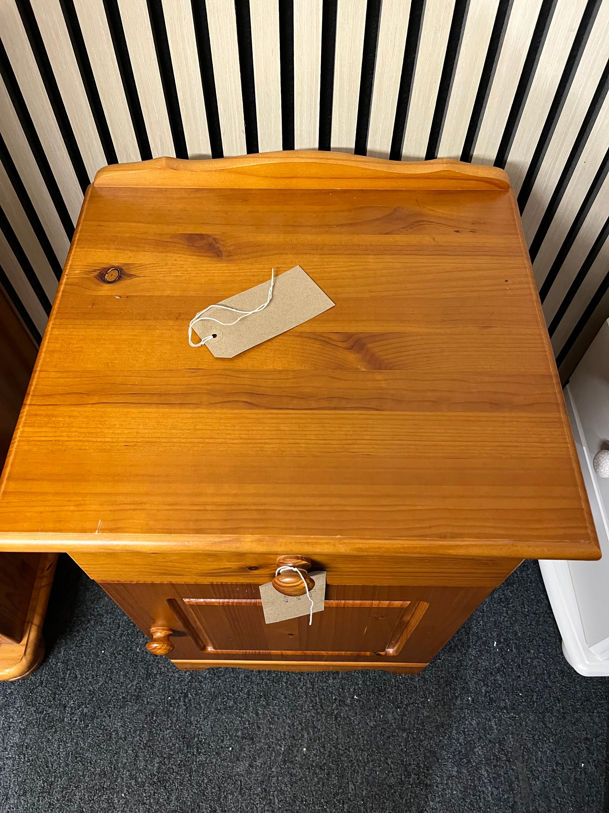 Pine bedside table with a drawer, cupboard,
