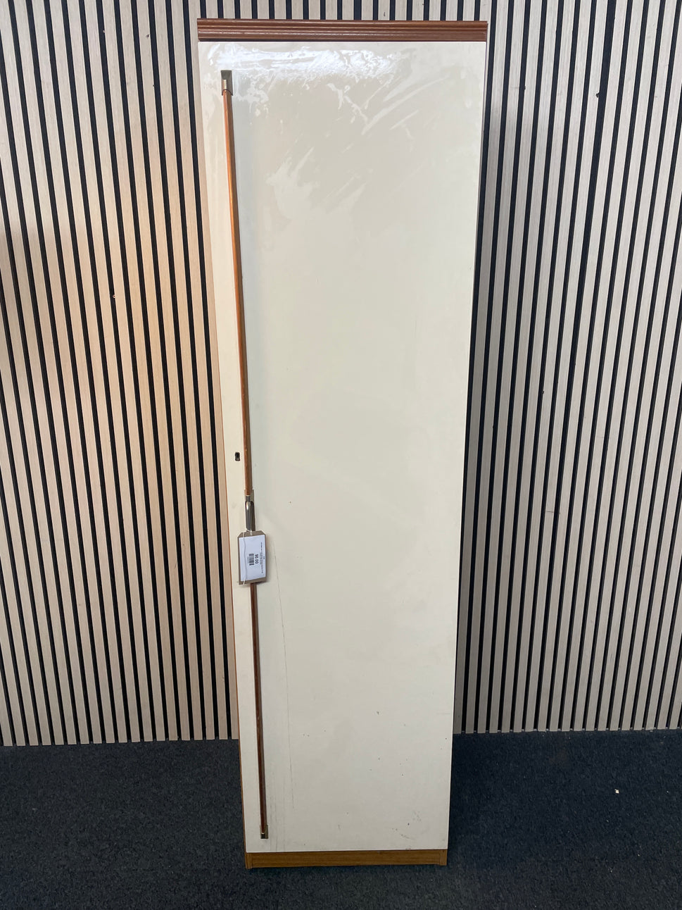 Tall single door cream and teak laminate wardrobe (H 190 x W 50 x D 50 cm) 2425