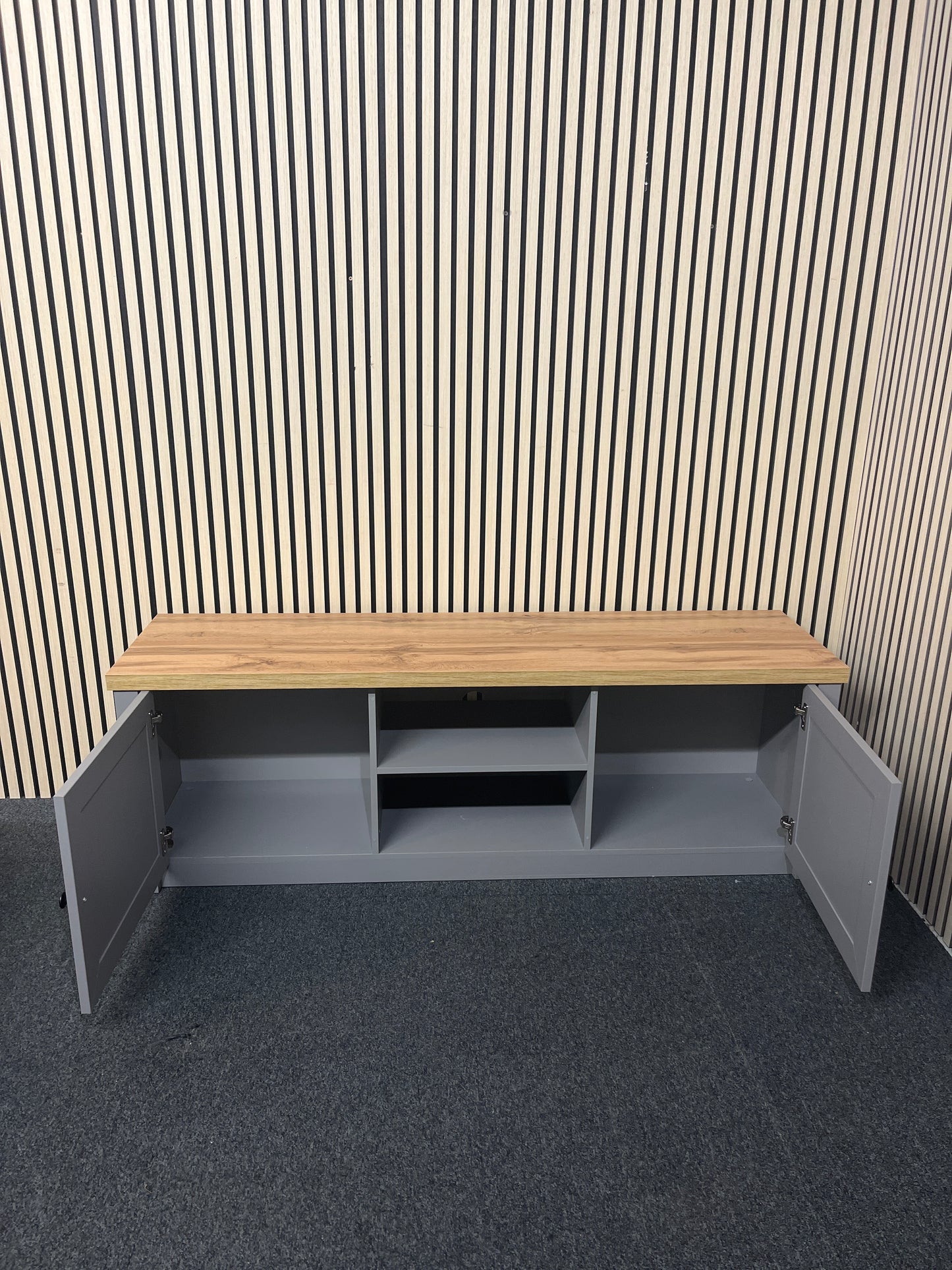 Oak and grey laminate Long 2 door tv unit  3325