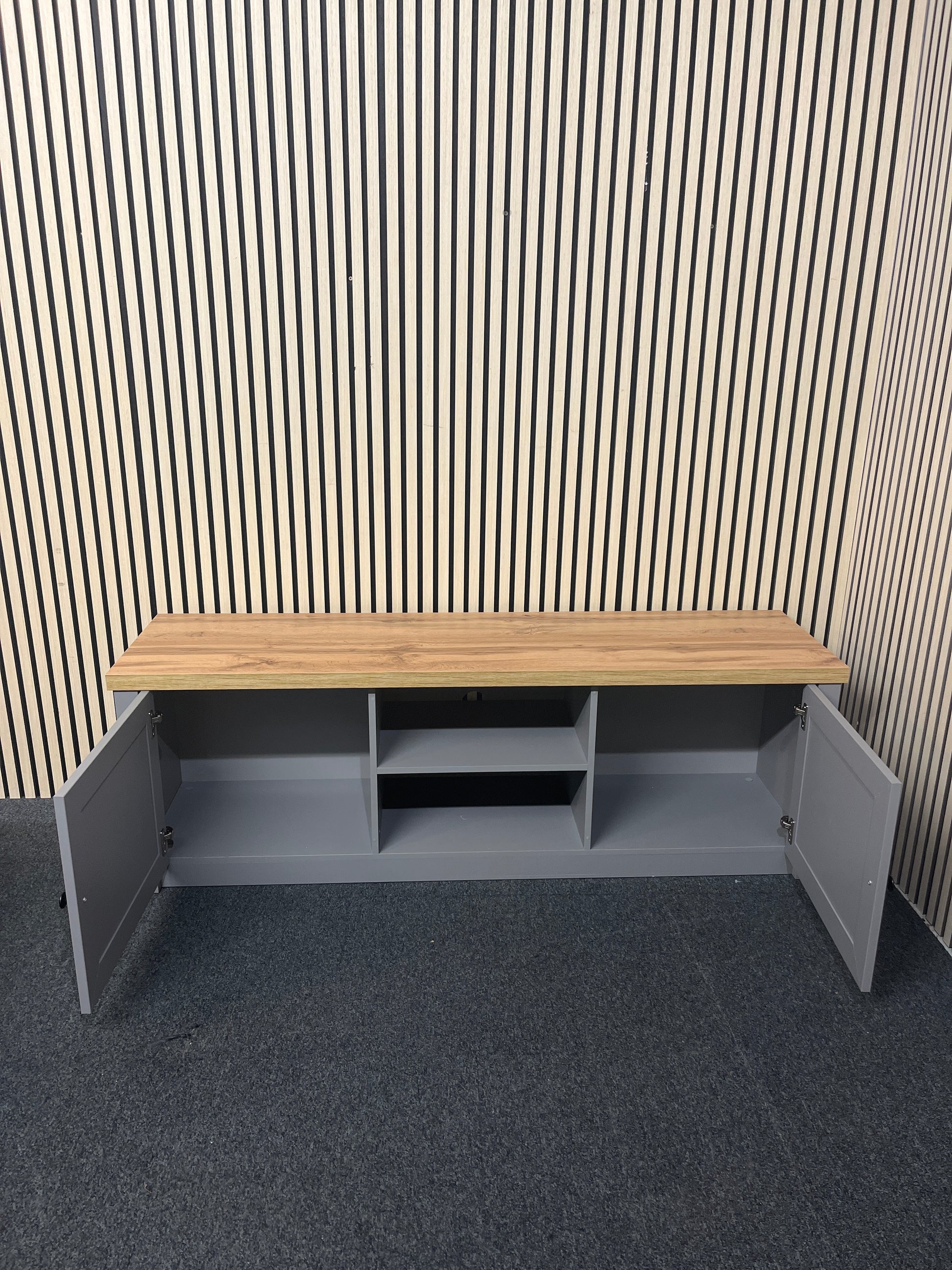 Oak and grey laminate Long 2 door tv unit  3325