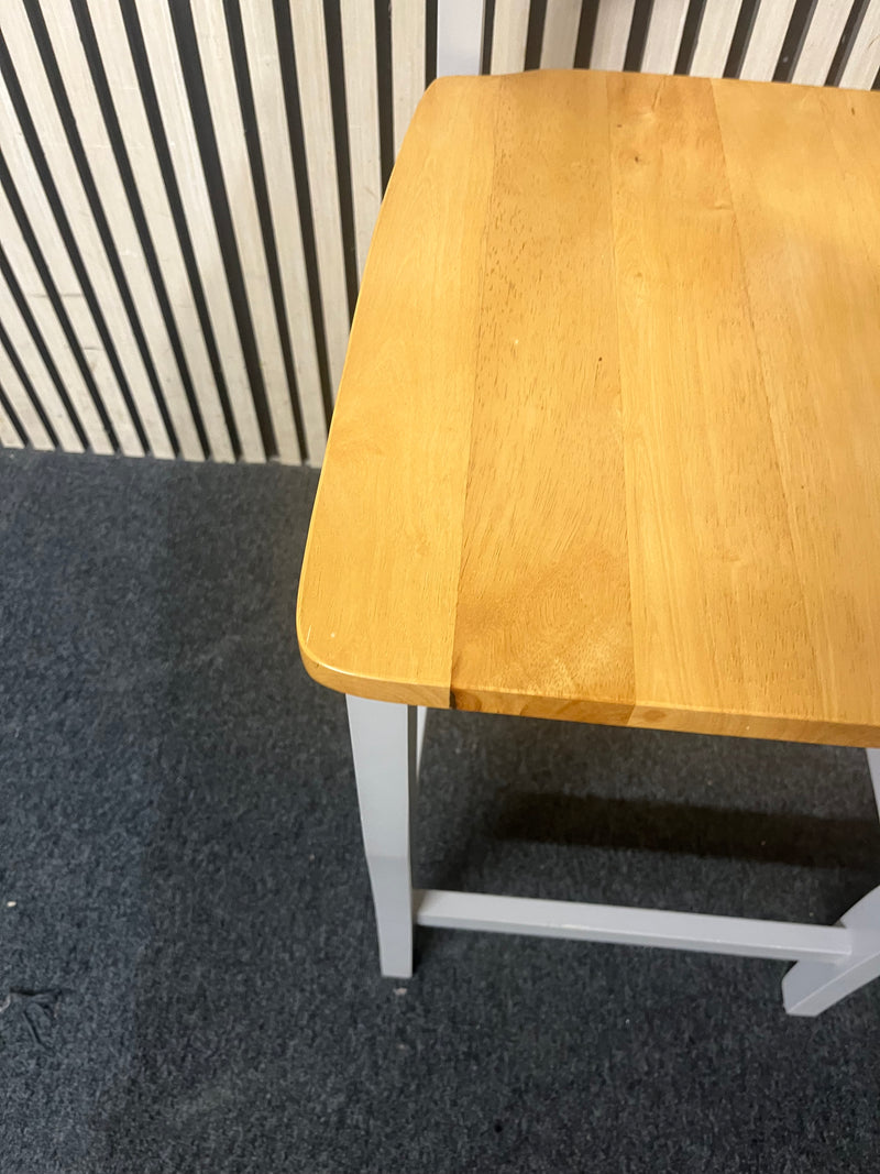Tall grey painted wooden stools with natural timber seat  44765