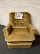 Switch Yellow fabric low armchair with buttoned design and wooden frame 3225 2 image