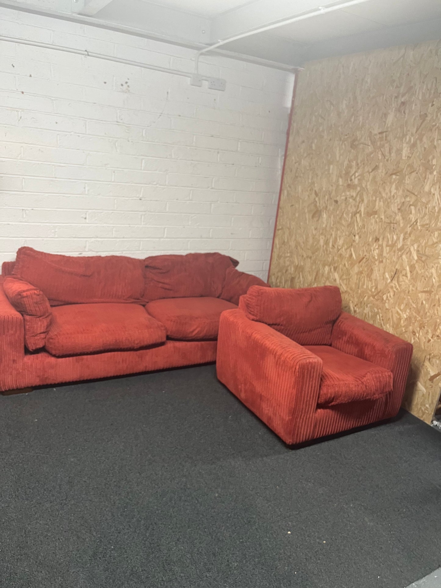 3+1 red corduroy fabric sofa suite 1325