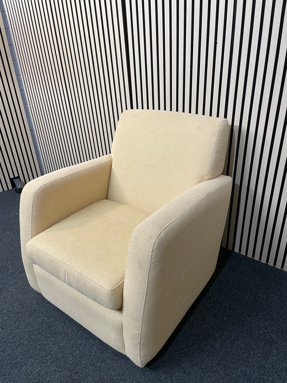 High back modern oatmeal fabric armchair 4225