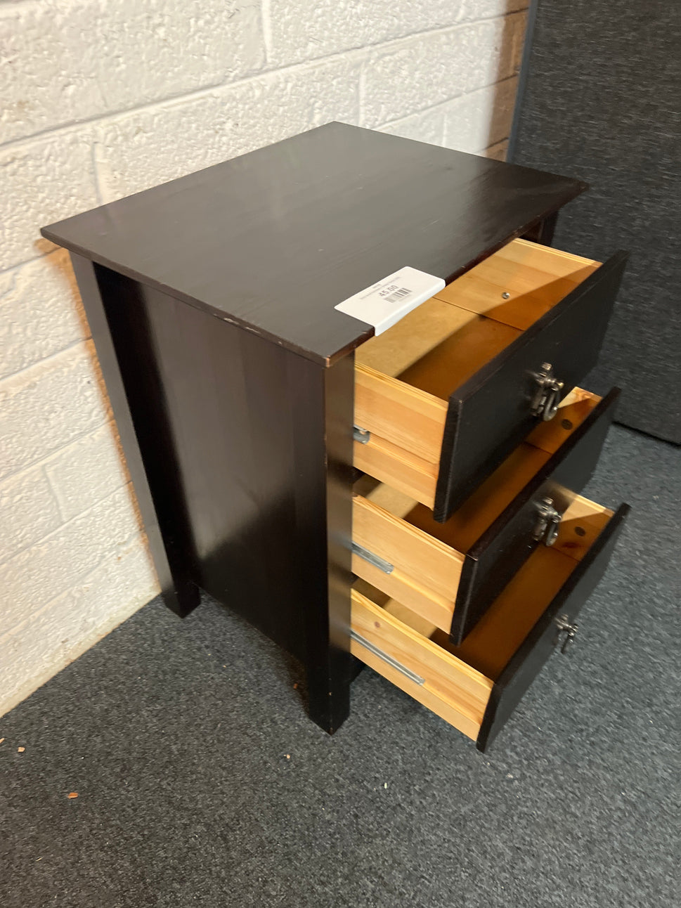 Dark wood laminate 3 drawer locker 2225
