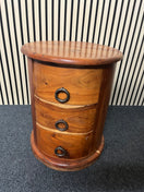 Switch Solid teak 3 drawer oval top bedside locker 2325 3 image