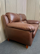 2 seater dark brown leather sofa with high padded backrests 160Wx90D  44469