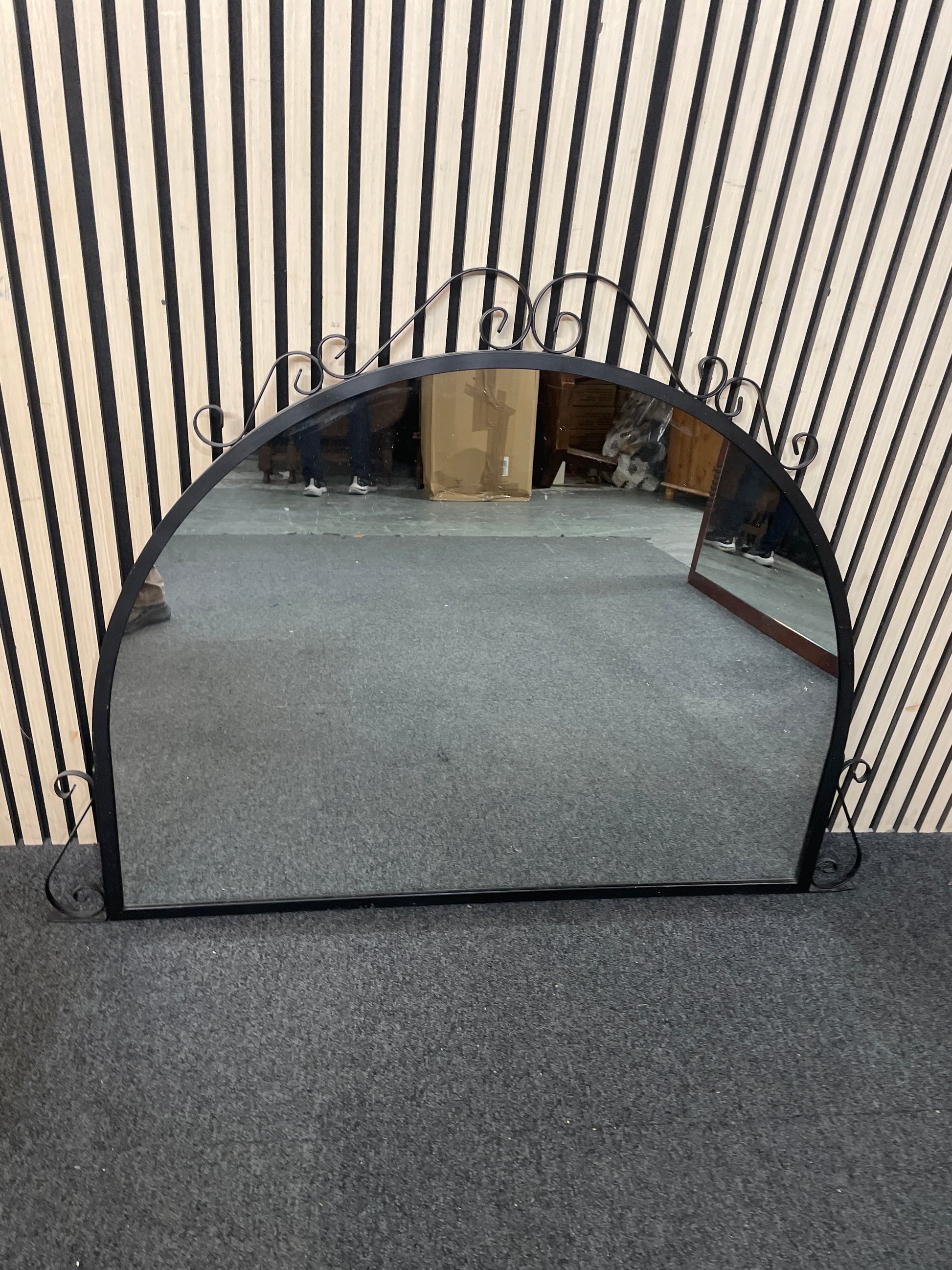 Half moon ornate metal framed mirror (115 x 93 cm) 3126