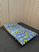 Switch blue fabric futon with pine frame  43471 2 image