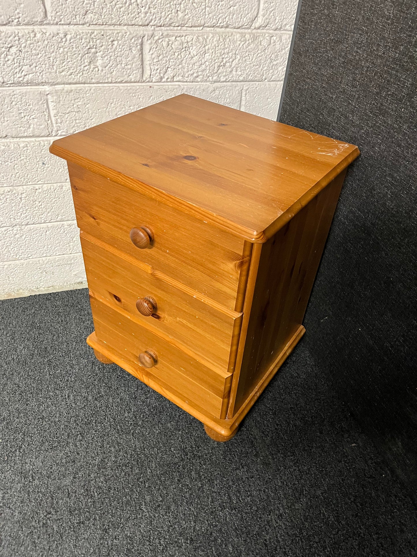 3 drawer pine bedside locker  1225