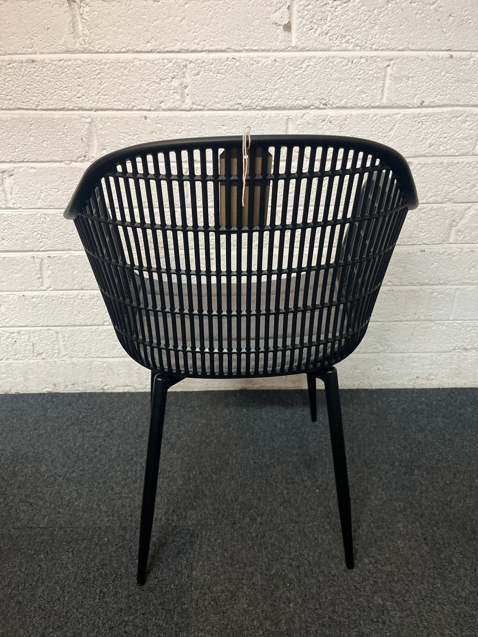 NEW Metro INDOOR OR OUTDOOR dining chair, BLACK moulded plastic with tailored fabric seat. OTHER COLOURS AVAILABLE. LARGE QTYS AVAILABLE