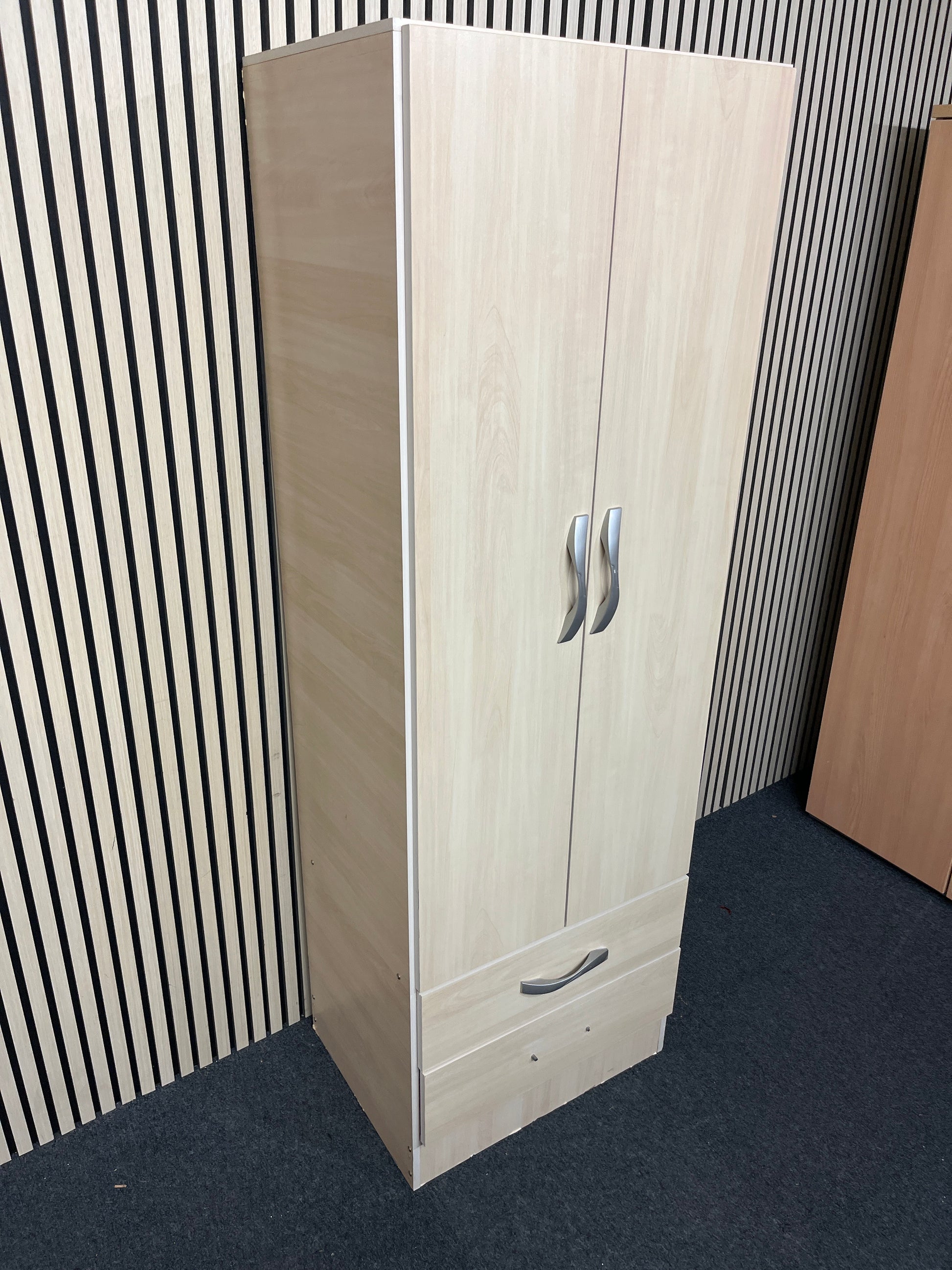 Maple laminate 2 door 2 drawer slim wardrobe 183Hx62Wx47D 1425