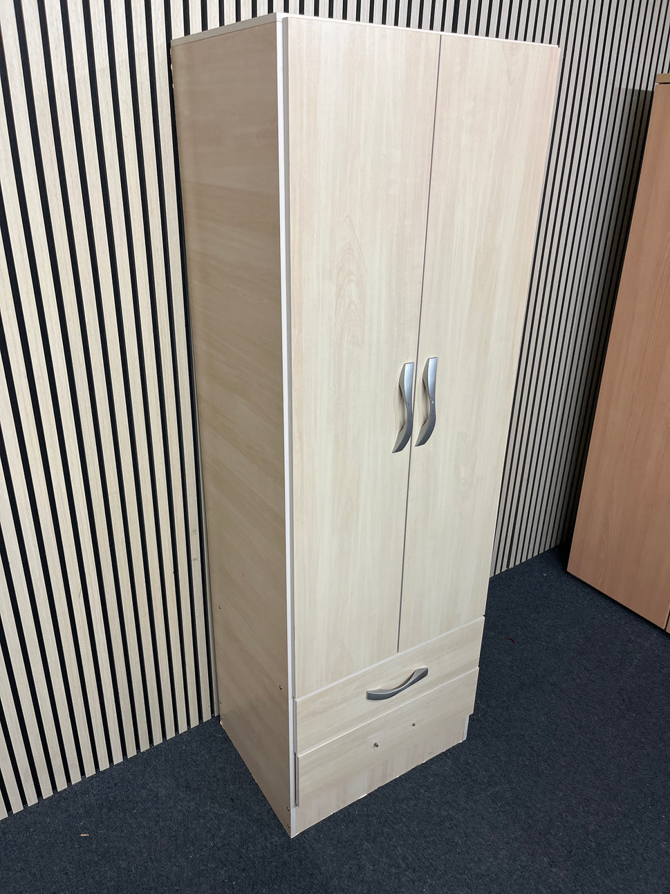Maple laminate 2 door 2 drawer slim wardrobe 183Hx62Wx47D 1425