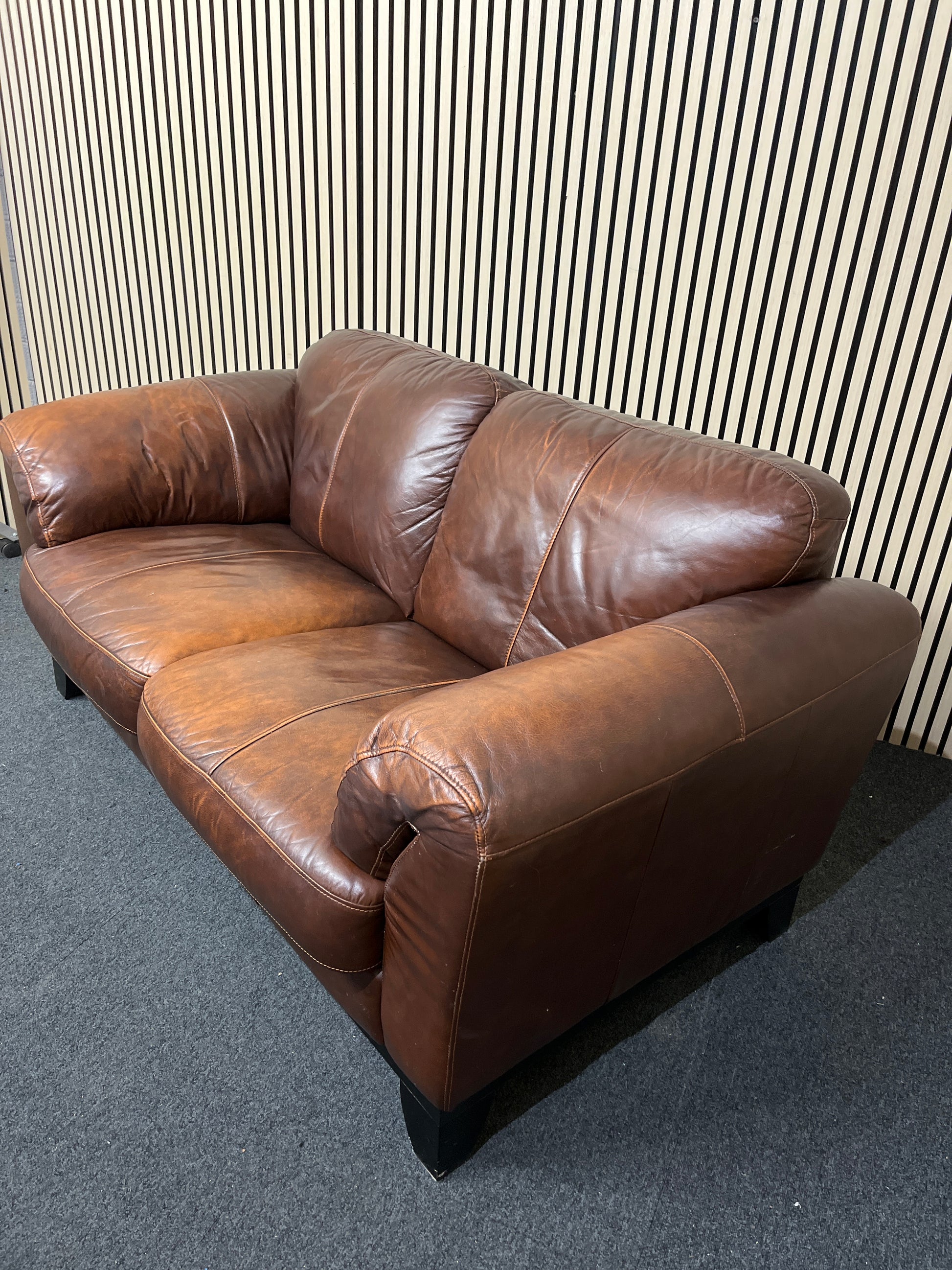 2+1 dark soft brown leather sofa suite (Widths 160, 120 cm respectively)  1425